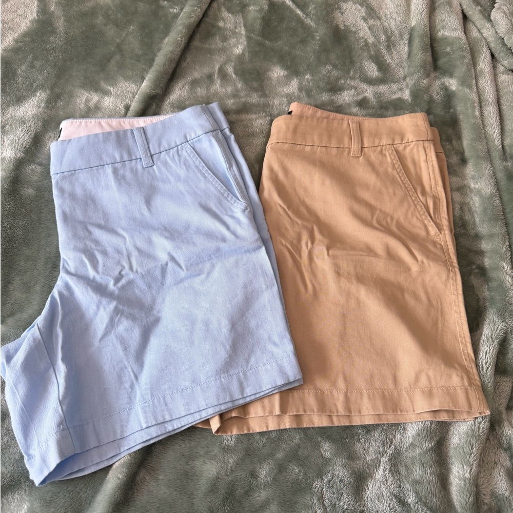J. Crew Light Blue and Tan Cotton Bermuda Shorts Duo